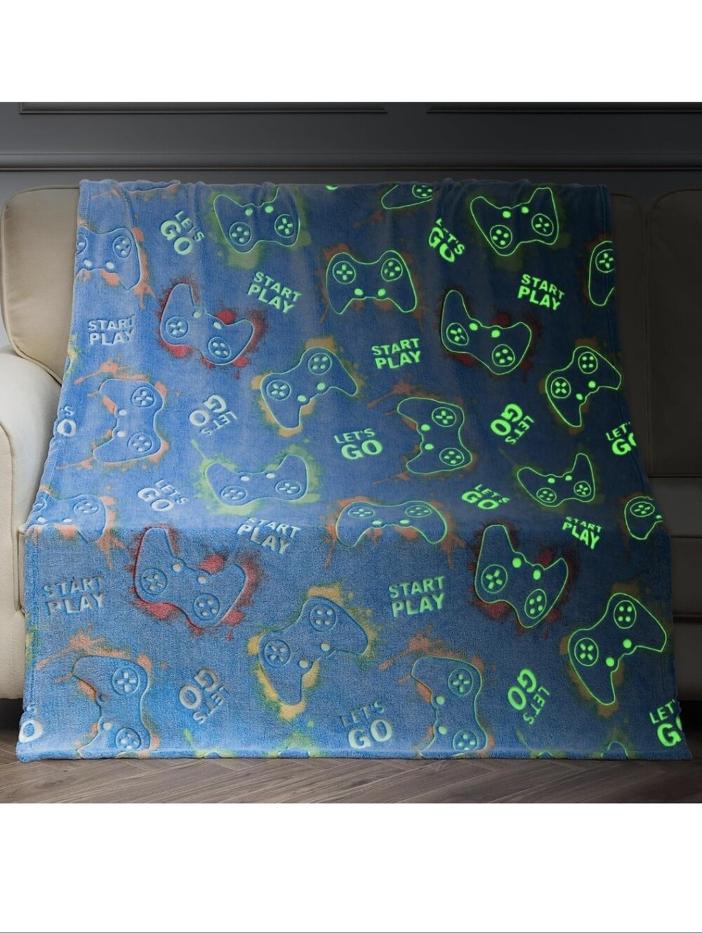 Glow in The Dark Blanket Gaming Gamer Gifts Toys for Kids Boys Game Controller